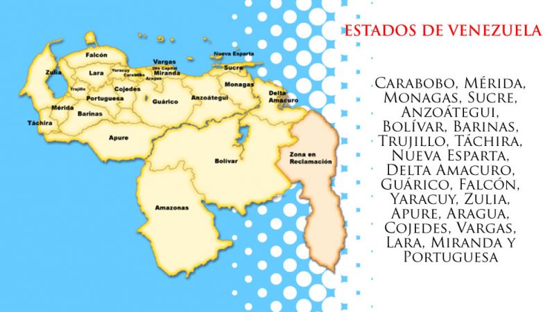 Mapa de Venezuela con sus estados