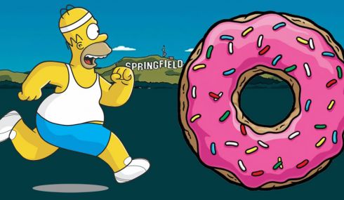 Homer Simpson corriendo por un donut