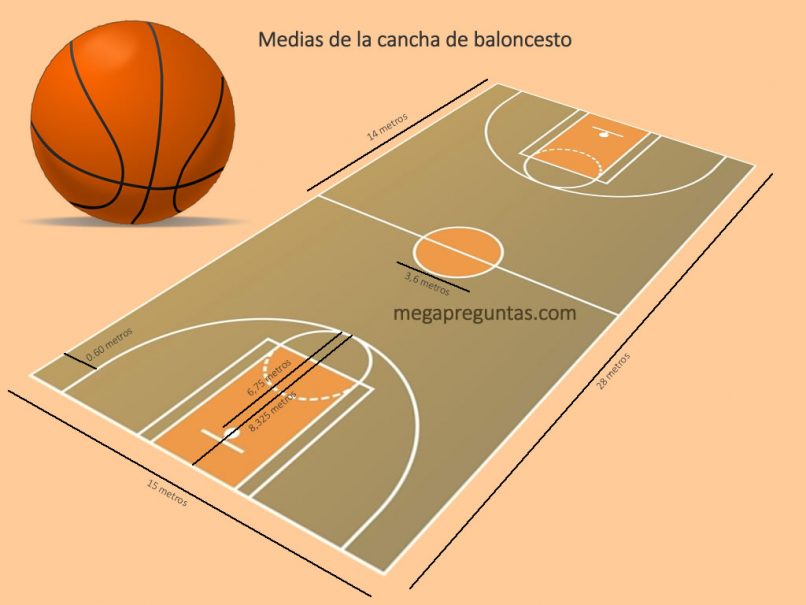 Medias de una cancha de baloncesto