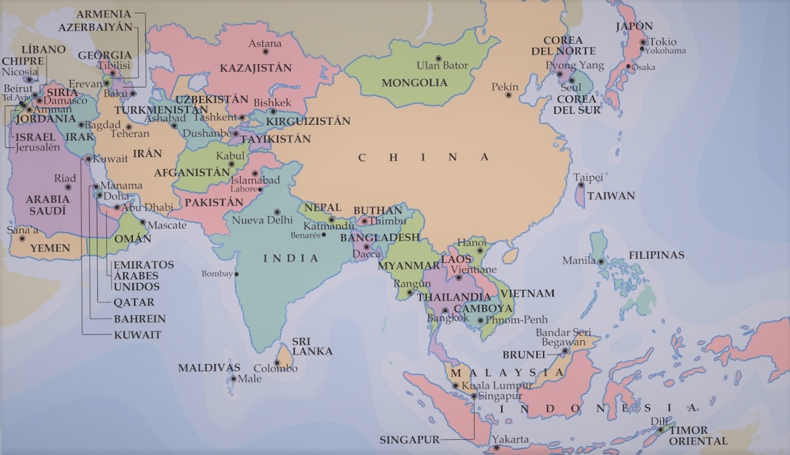 ¿Cuantos países hay en Asia y cuáles son?