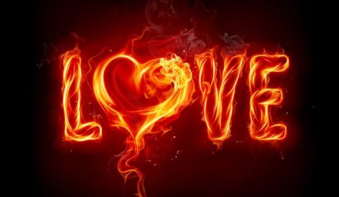Imagen de Love con llamas ardiendo como el calor del amor
