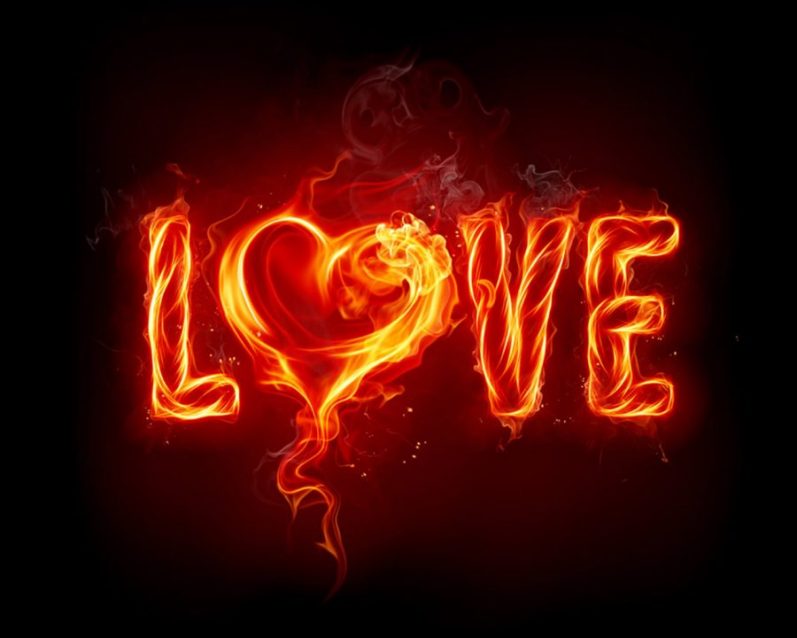 Imagen de Love con llamas ardiendo como el calor del amor